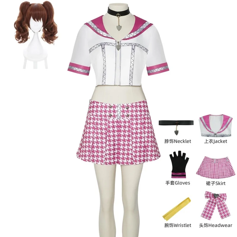 

Persona 4 Kujikawa Rise Cosplay Costume Wig for Women Girl Pink Dance Dress Halloween Carnival Party Outfit