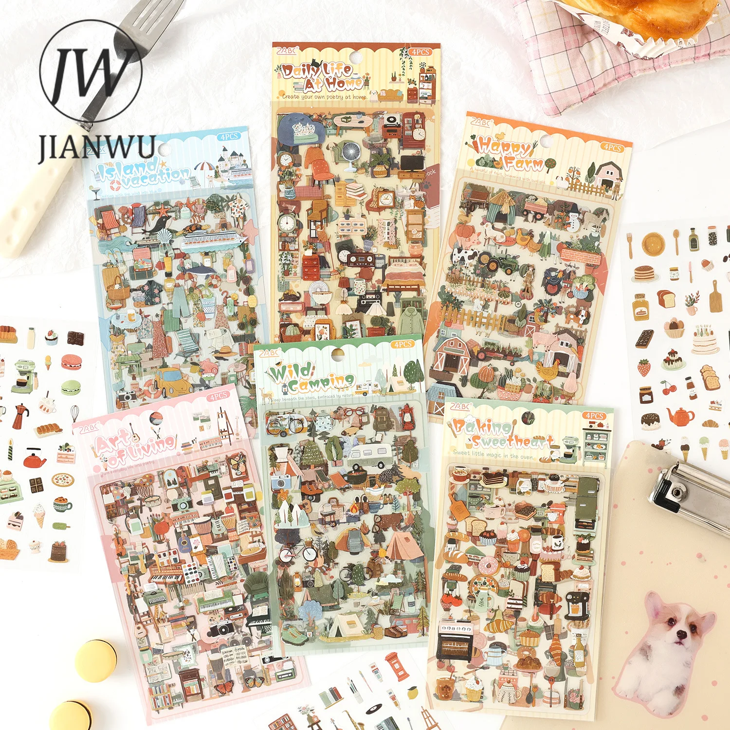 JIANWU A Fleeting Pleasure Series Cute Life Landscape Material Collage Scrapbooking PET Sticker Creative DIY Journal Stationery
