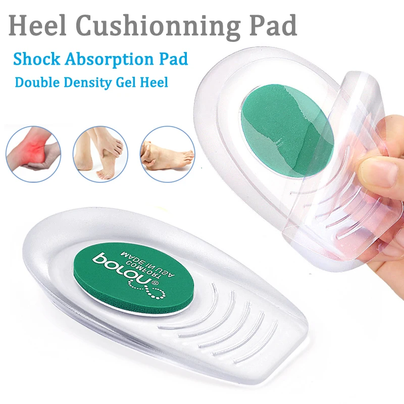 GEL heel pad soft shock-absorbing heel insert half pad U-shaped heel cup, dual color foot cup heel pad water pattern