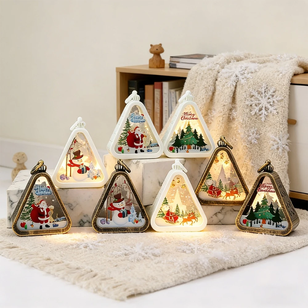 Christmas Decor Retro Night Lights Glowing Display Cases Tabletop Ornaments Night Lights for Decoration Atmosphere Wind Lamps