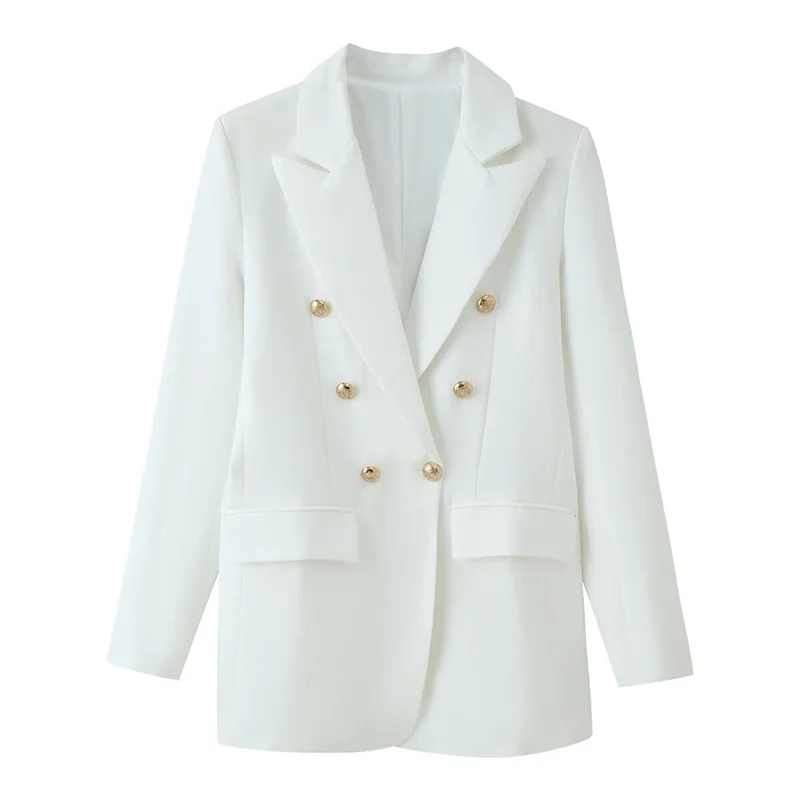 

Summer Women's Long Sleeved Double-breasted Casual Blazer Jacket 2026 New Fashionable Loose Outerwear Elegant Women's Outerwear