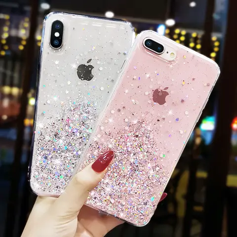 Luksusowe etui z brokatem z brokatem na iPhone 15 14 13 12 Pro Max 11 Pro XR XS X iPhone 8 7 6S 6 Plus miękkie przezroczyste etui z TPU