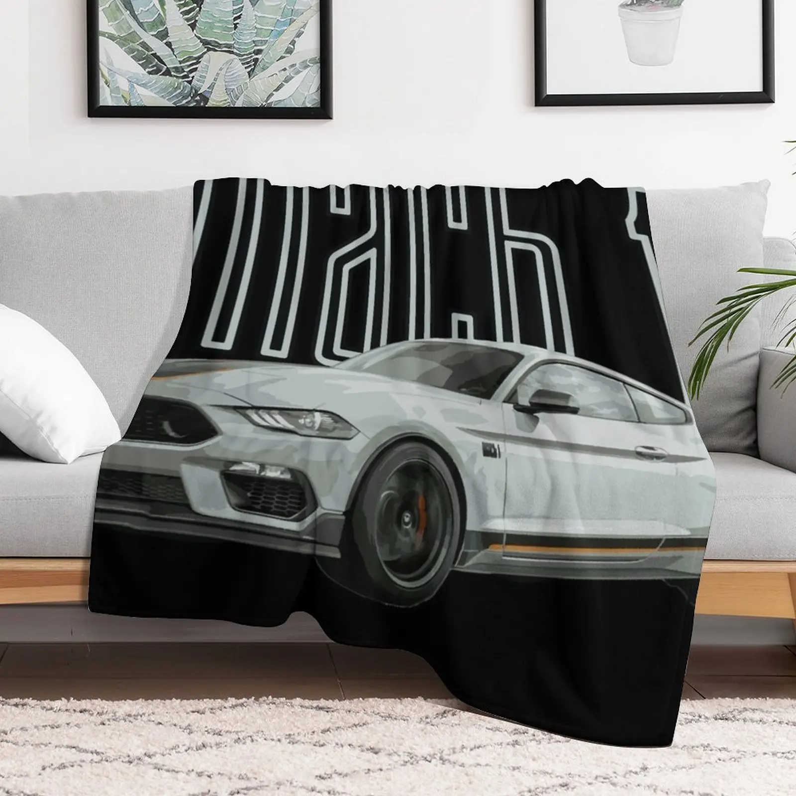 MACH 1 Mustang GT 5.0L V8 Performance Car Fighter Jet Gray Throw Blanket Thermal Decorative Throw Bed covers Hairys Blankets