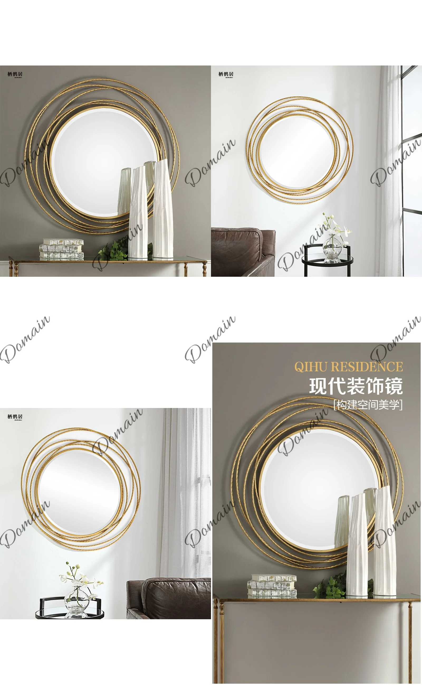 Elegant French Luxury Wall Mounted Vanity Mirror for Bathroom Bedroom Hallway Decorative Makeup Mirror Home