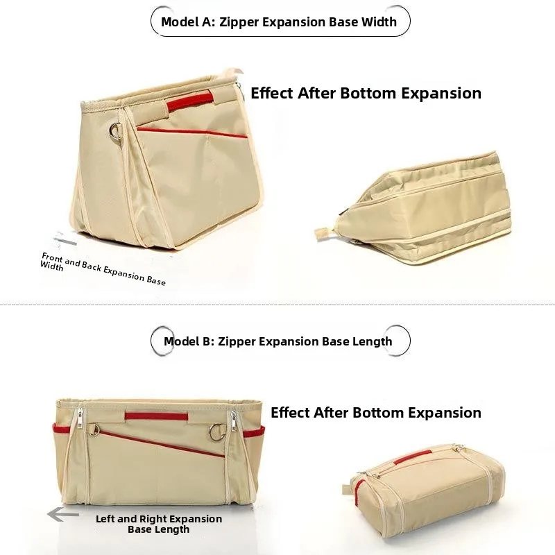 Pure Color Nylon Composite Makeup Bag Inner Organizer Pouch Storage Bag Household Storage Utility Items Multi-Specification