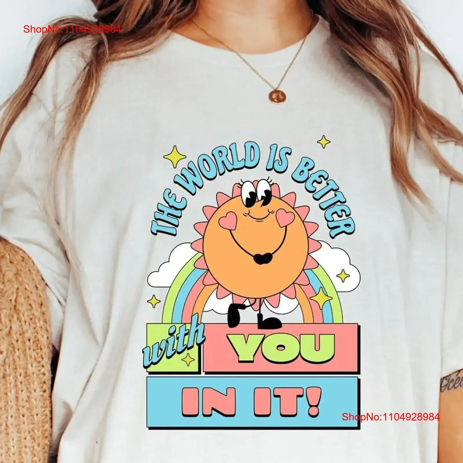 العالم أفضل معك في ذلك تي شيرت تحفيزي إيجابي جيرسي للتوعية بالصحة العقلية عتيق مغسول