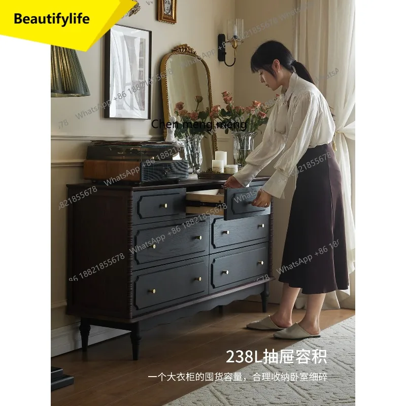 

A57 Французская спальня прикроватная тумбочка из цельного дерева шкаф для гостиной у стены вход ретро обеденный боковой шкаф