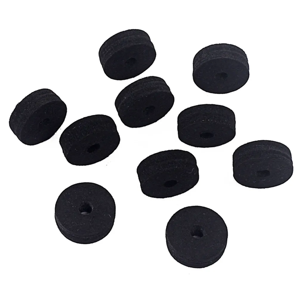 10Pcs Black Felt Washers 40Mm Round Strap Button Drum Cymbals Accessory Bass Drum Pads Felt Washers for Cymbal Stand