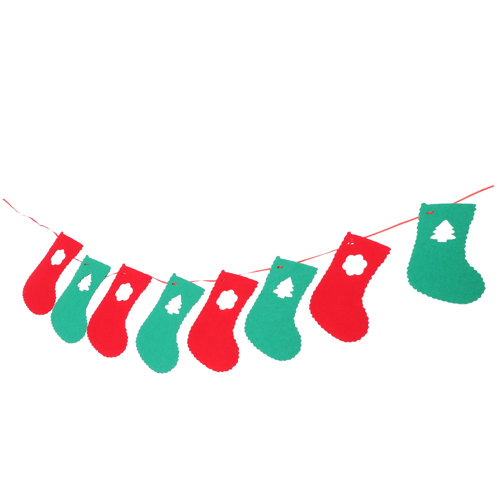 

2.5 Meters Christmas Banners Santa Stocking Sock Bunting Garland Hollow Snowflake Pattern Wall Door Hanging Decoration