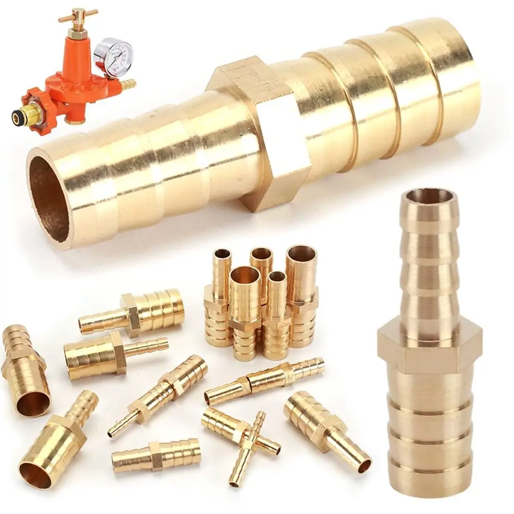 New Coupler Connector Adapter Straight Pipe Joint Pipe Fitting Brass Hose Barb Reducer Barb 2 Way Reducer Coupler PU PE Tube