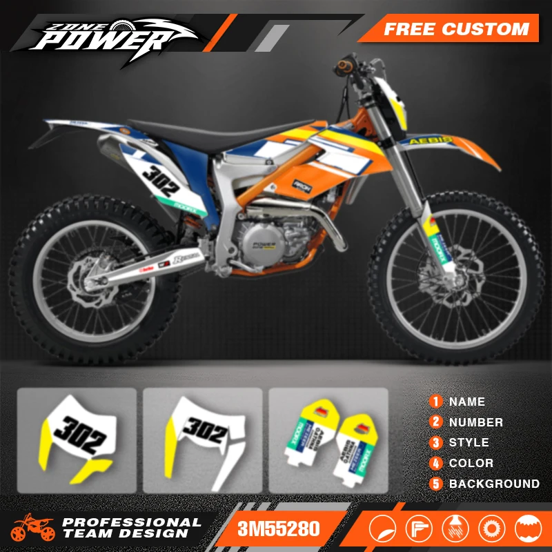 Powerzone Custom Team Decals Stickers Kits for KTM 2012-2017 2018 2019 2020 2021 FREERIDE 250 300 Customized Number 18