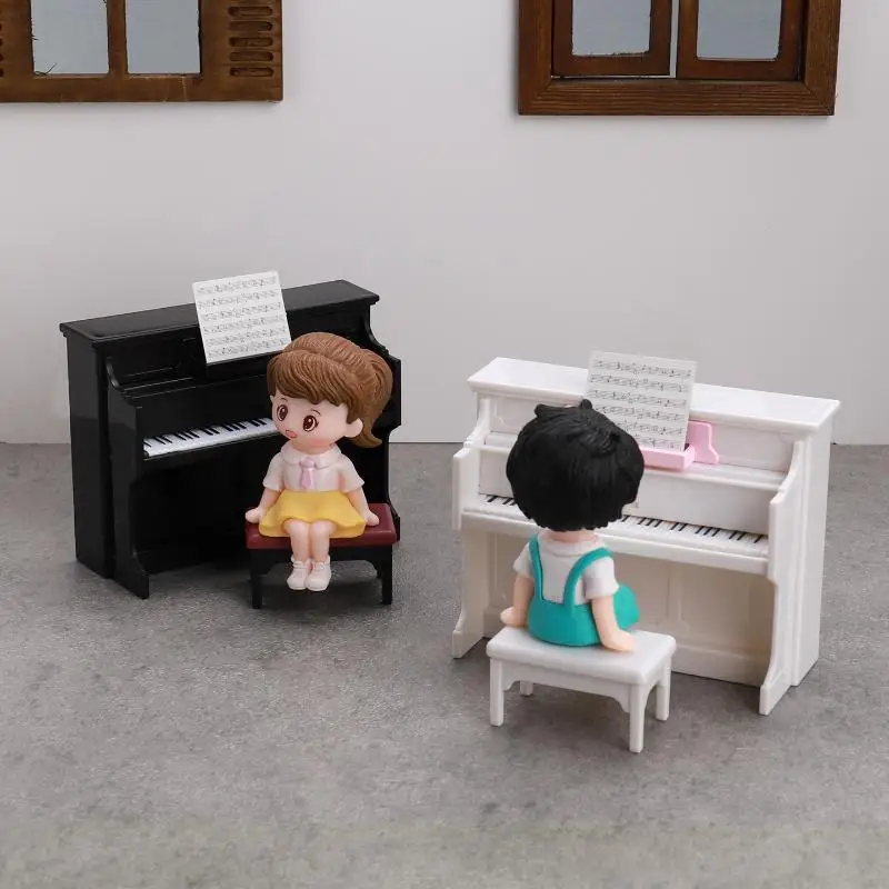 1 Set Dollhouse Miniature Cute Simulated Piano Furniture Model Musical Instruments For Doll House Decor Pretend Play Toys Gift