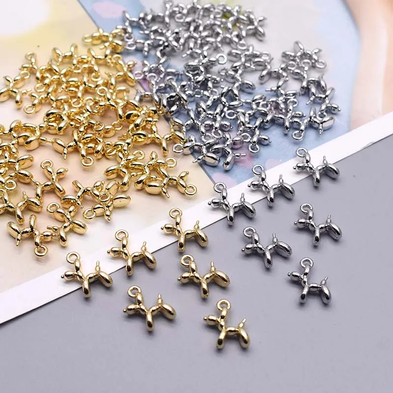 10pcs Gold Color Big Small size Dog Metal Alloy Cute Balloon Dog Charms Pendants For Jewelry Making DIY Necklace Bracelet