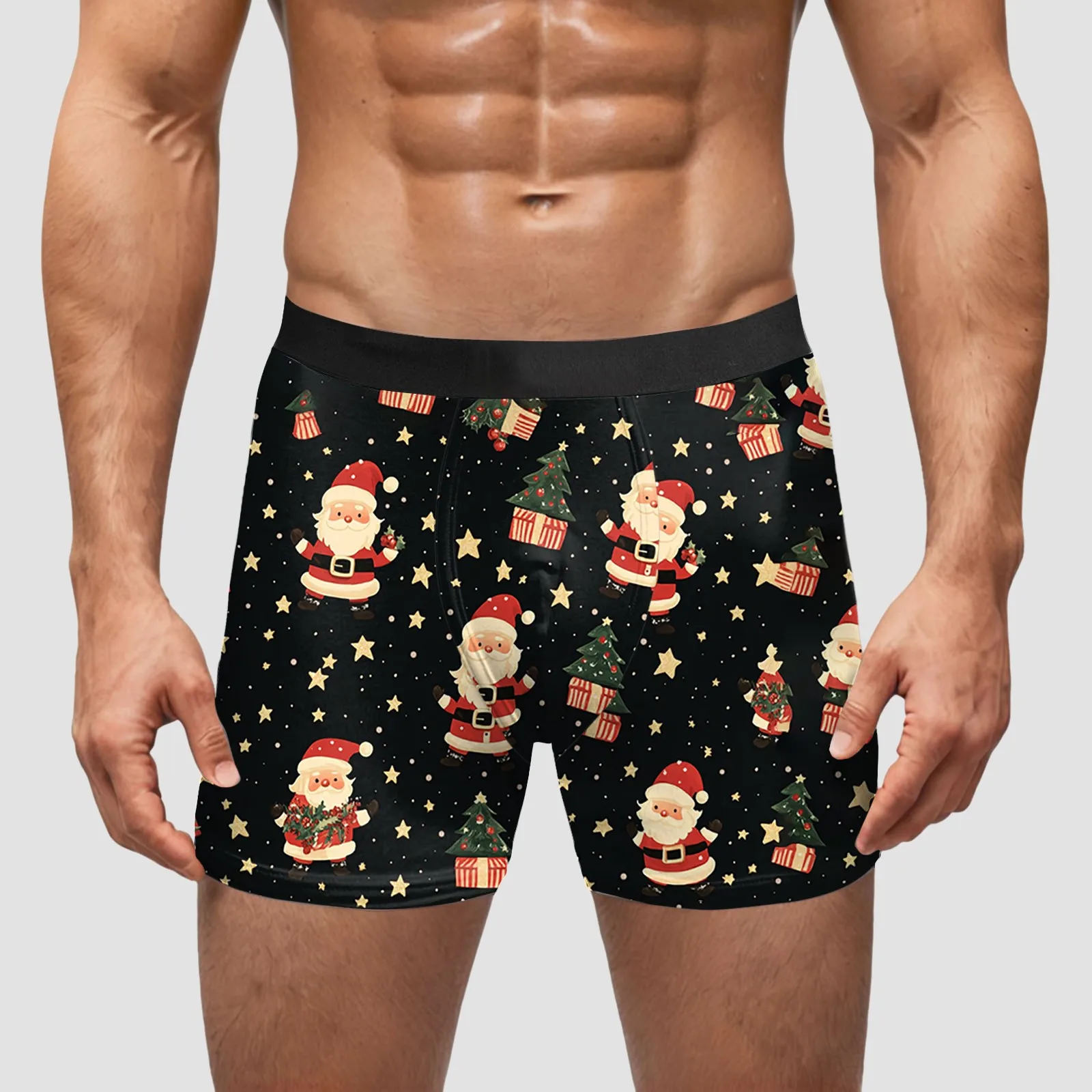 

Comfortable Soft Christmas Print Boxer Briefs Men Underwear Fashion Fun Christmas Underwear Fashion Cozy Soft Holiday Party Pant