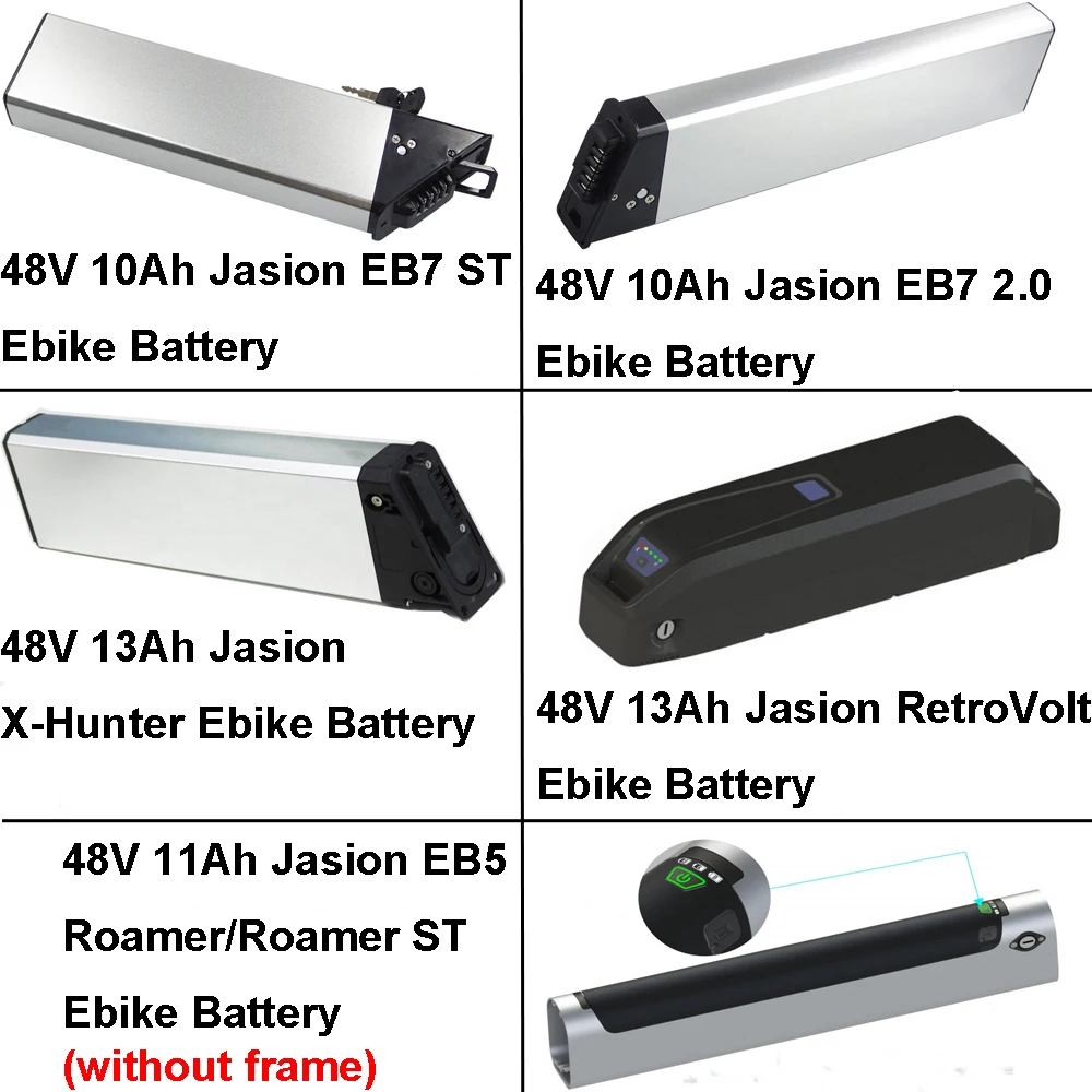 Ebike Li-ion Battery Pack 48V 10Ah 11Ah 13Ah for Jasion X-Hunter EB7 2.0 ST EB5 Roamer ST RetroVolt Electric Bike E-Bike