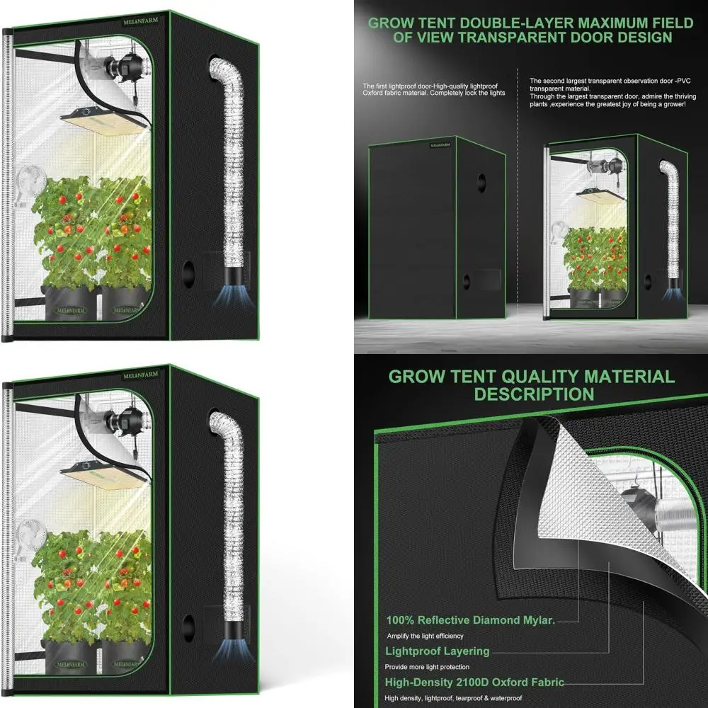 

Палатка для выращивания в помещении 24x24x48 с двойными прозрачными дверями, майларом с высокой светоотражающей способностью и напольным подносом для гидропонных посадки