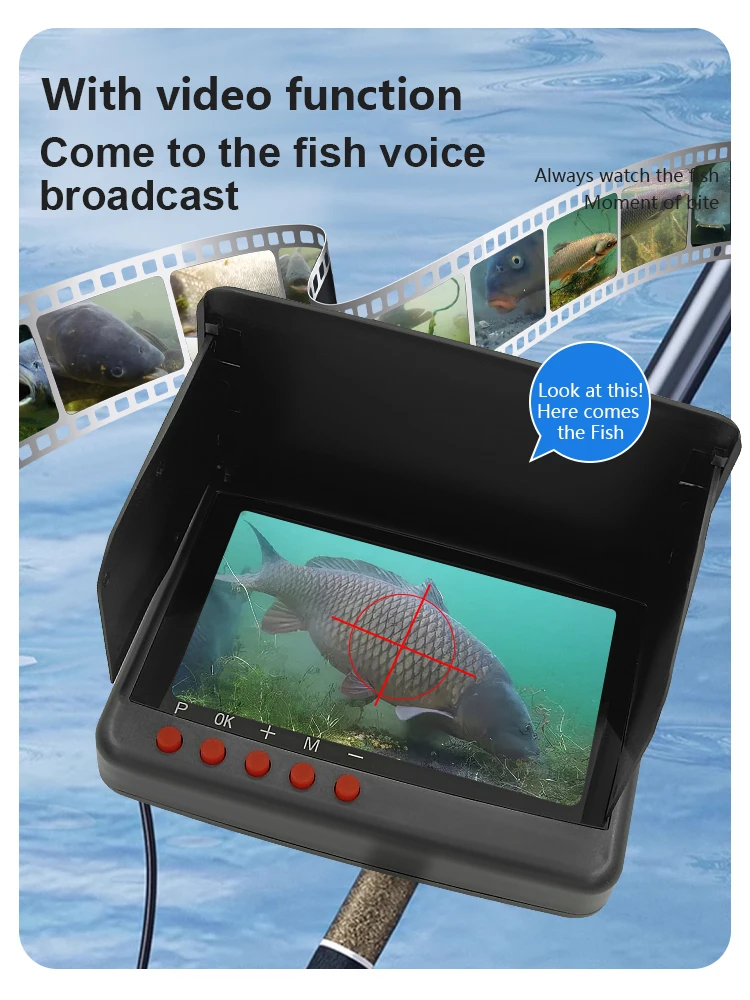 سعر المصنع الأصلي 5 بوصة كاشف السمك المحمول 20 متر IP68 الصيد تحت الماء لصيد الأسماك في الشتاء على الجليد