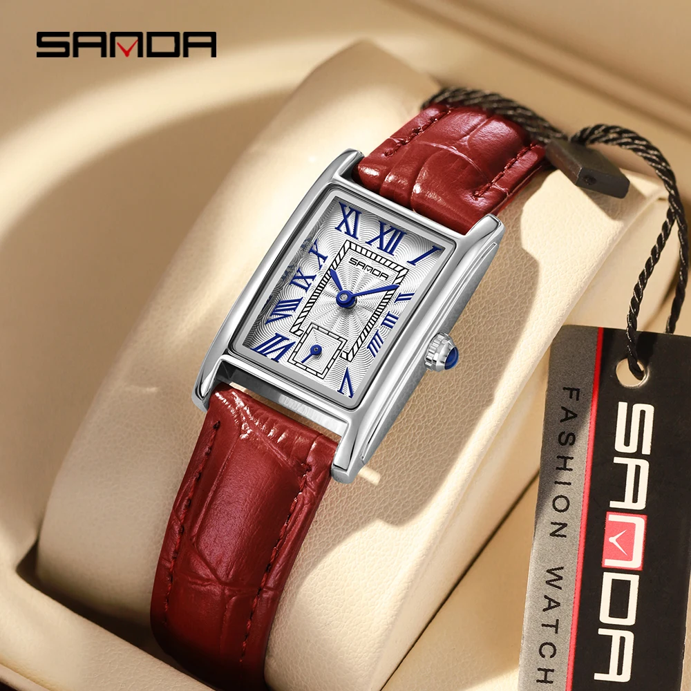 

SANDA Top 1116 Fashion Women's Quartz Watch Square Steel Band Quartz Watch Roman Digital Waterproof Quartz Women's Belt Watches