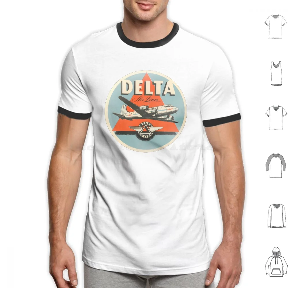 United States Delta Vintage Luggage Label T Shirt Cotton Men Women Diy Print Vintage Luggage Label Lufthansa Junkers Air Travel