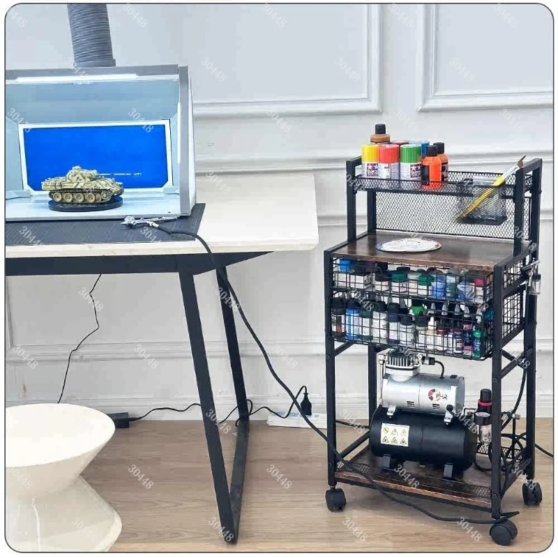 Paint Storage Rack with Wheels Compatible with AV Warhammer Mr Hobby Tamiya Airbrush Compressor Tool Cart