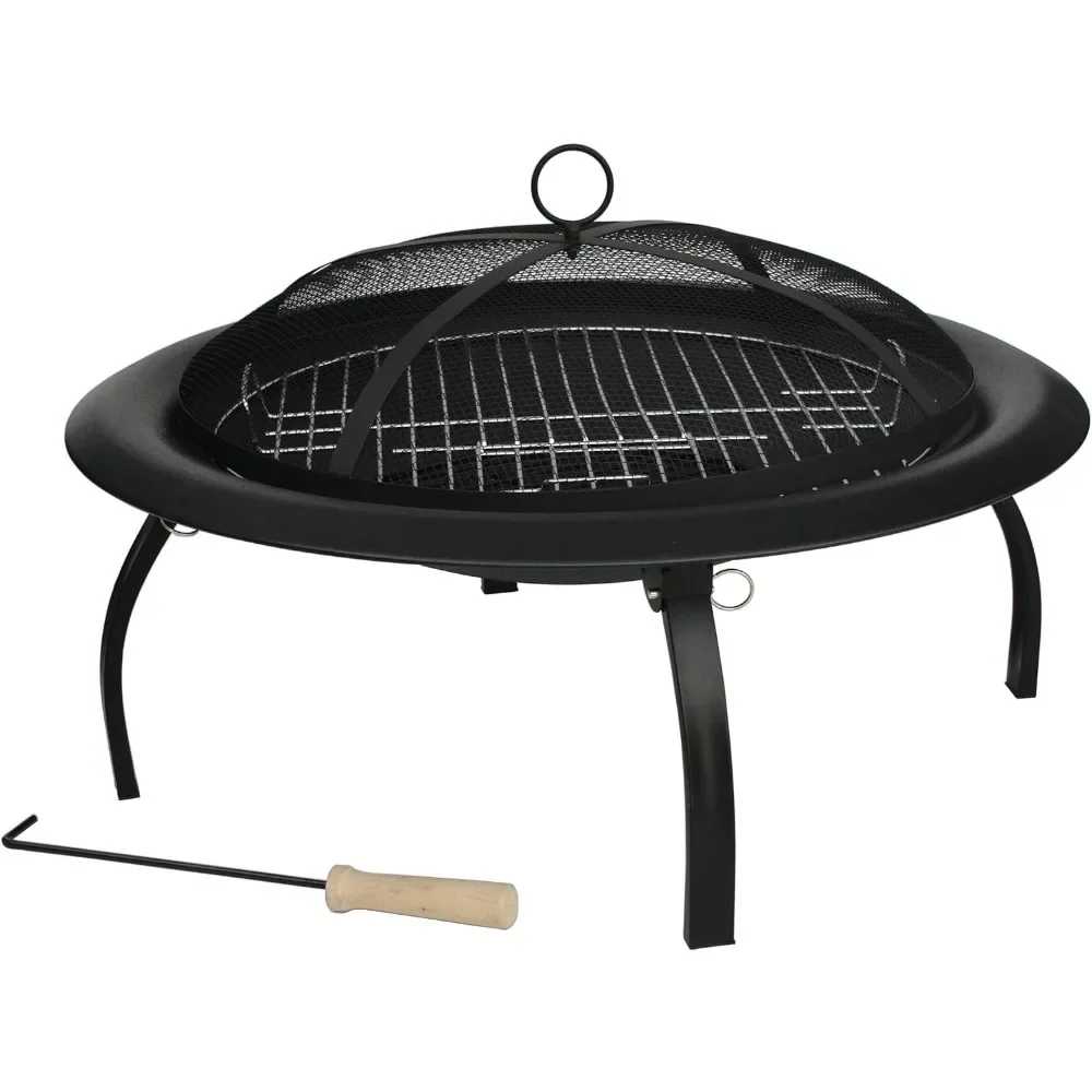 

Fire Pit, Portable Folding Round Steel with Folding Legs Wood Burning Lightweight Included Carrying Bag, Garden Fire Pit