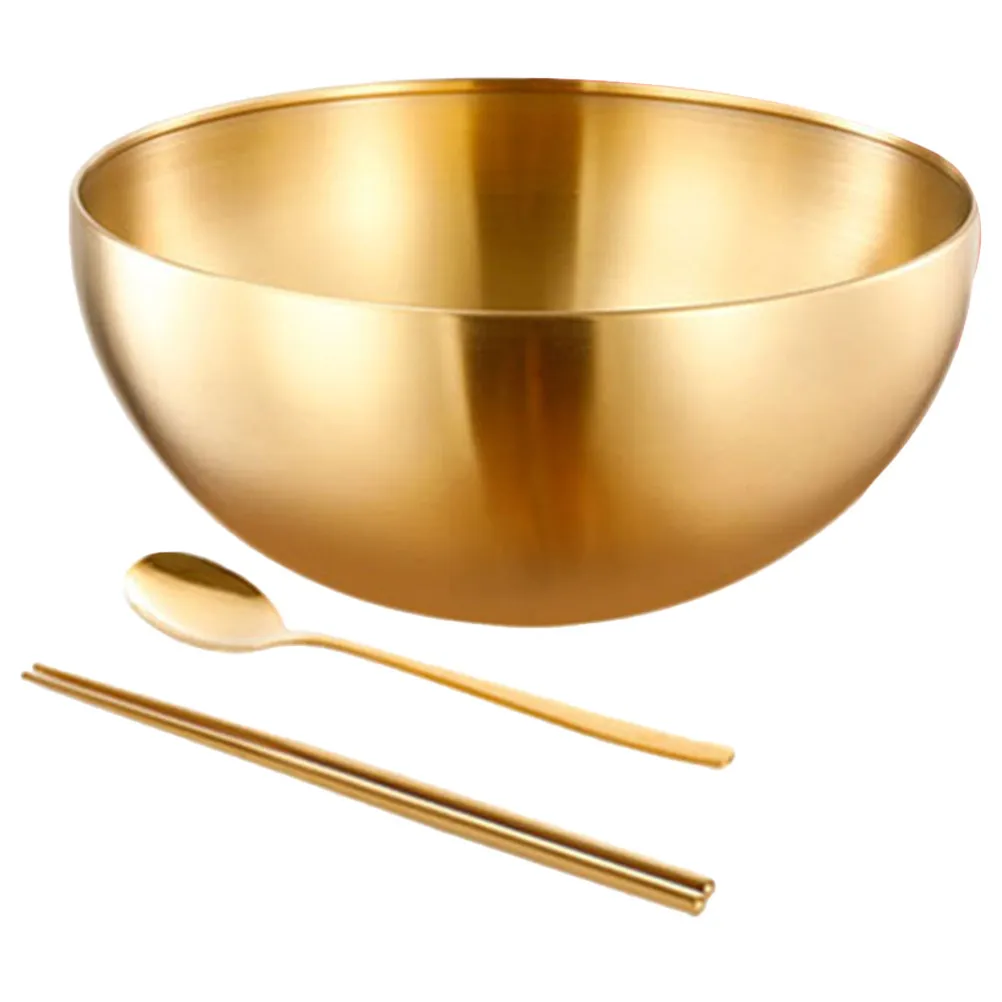 

1 set 1 Set Stainless Steel Korean Noodle Bowl Salad Fruit Dessert Serving Container Multi-Function Kitchen Tableware Ramen Bowl