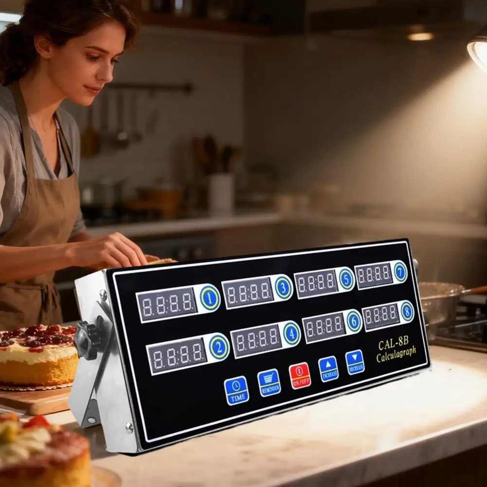 Digital Kitchen Timer Stainless Steel Kitchen Timer with Digital Countdown 8-channel Led Display Professional Calculagraph