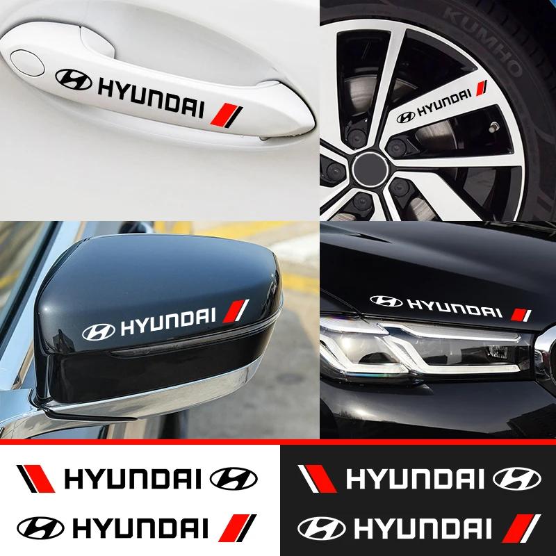 

4PCS Car Styling Door Handle Decoration Stickers Decals For Hyundai Tucson IX35 I30 I20 Kona Coupe Veloster I40 Getz Accessories