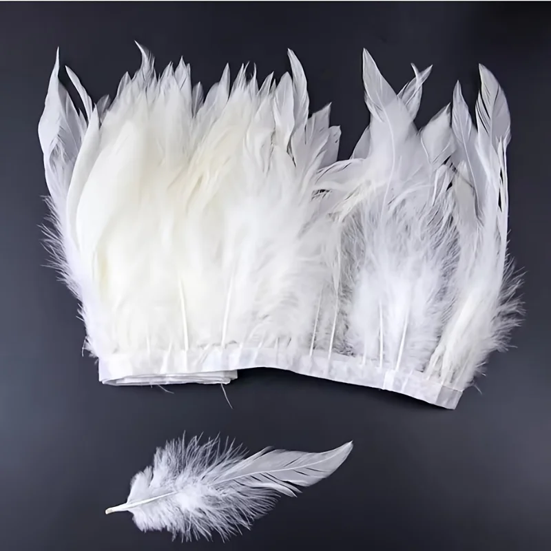 

1/5/10 Meter Natural Rooster Feather Trim White 15-20cm Feather Fringe for Clothing Sewing Carnival Decoration Crafts