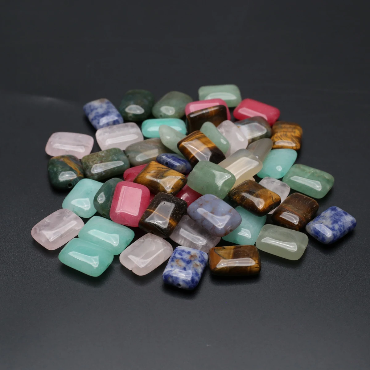 50PCS Wholesale Exquisite Natural Stone Sodalite Rose Quartz Tiger Eye Rectangle Beaded Jewelry Making DIY Necklace Bracelet