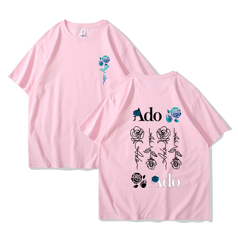 Ado Blue Rose T-shirts Wish World Tour Merch Tee Women Men Fashion Casual Harajuku Short Sleeve