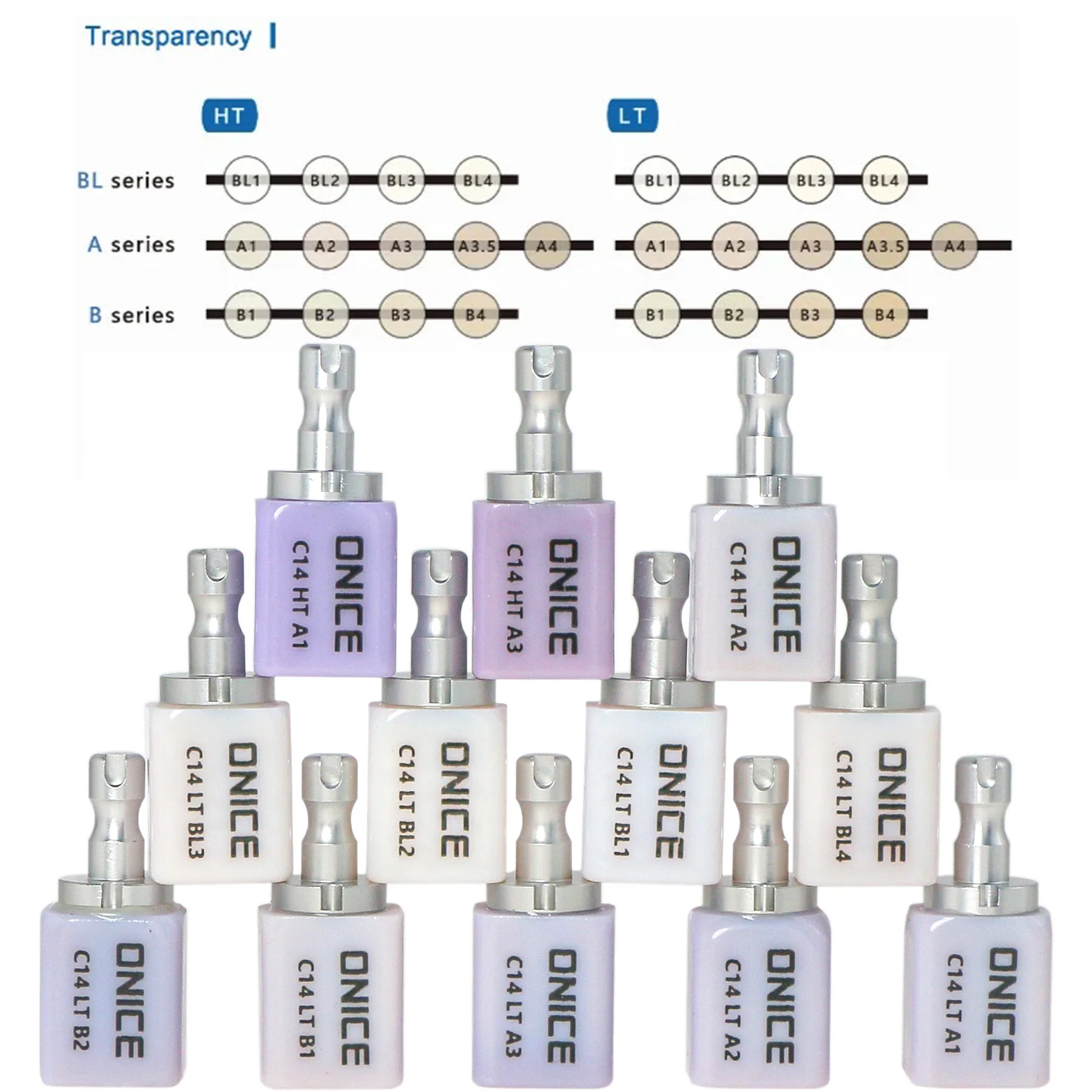 

C14 Emax Dental Glass Ceramic CAD/CAM HT /LT Cerec Blocks 5Pcs/Box