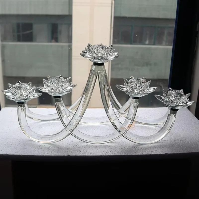 

Crystal Lotus European Light Luxury Candlestick Three-headed Wedding Candlestick Home Decoration