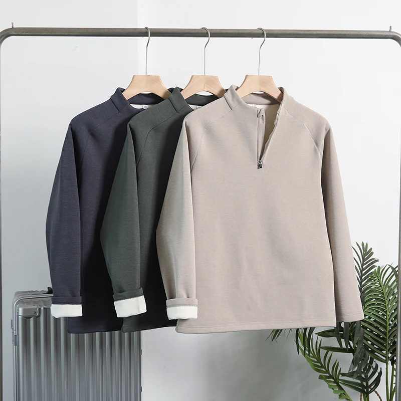 

Мужская утепленная толстовка с длинным рукавом для активного отдыха, на флисовой подкладке, с воротником-стойкой на молнии, дышащая, в городском стиле