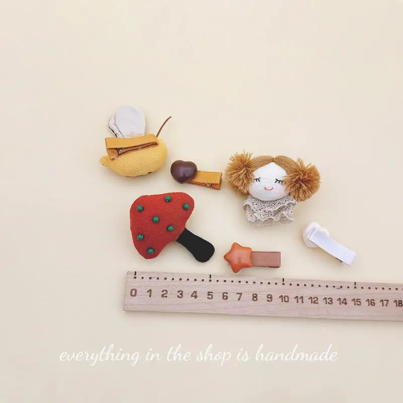 1 قطع لطيف الوليد الكرتون مقاطع الشعر اليدوية النسيج القطن طفل الفتيات الجانب دبوس الشعر الاطفال ماسك الشعر