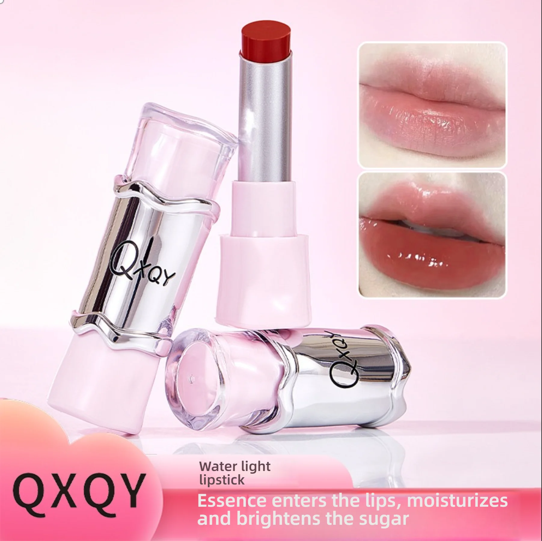 أحمر شفاه QXQY GLOSSY JELLY - ملمع شفاه مرآة، مرطب ويدوم طويلاً، ملمع شفاه عاري لتفتيح الشفاه (بدون مكياج