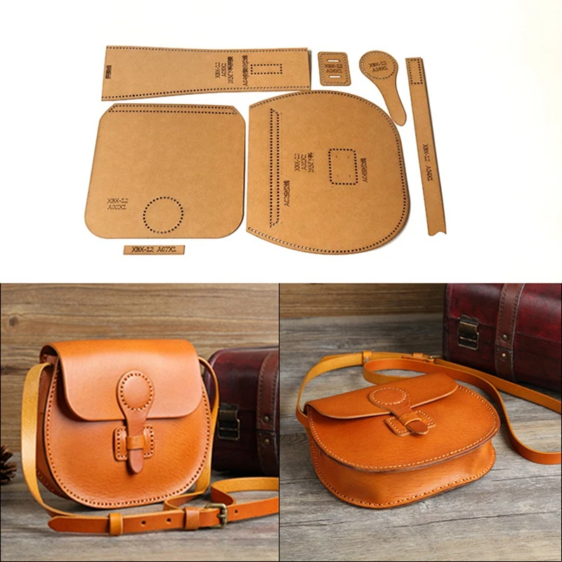 1 Set Leather Tool Kit DIY Leather Template Kraft Handbag Sewing Pattern Finished Product Size 21X19x6.5CM