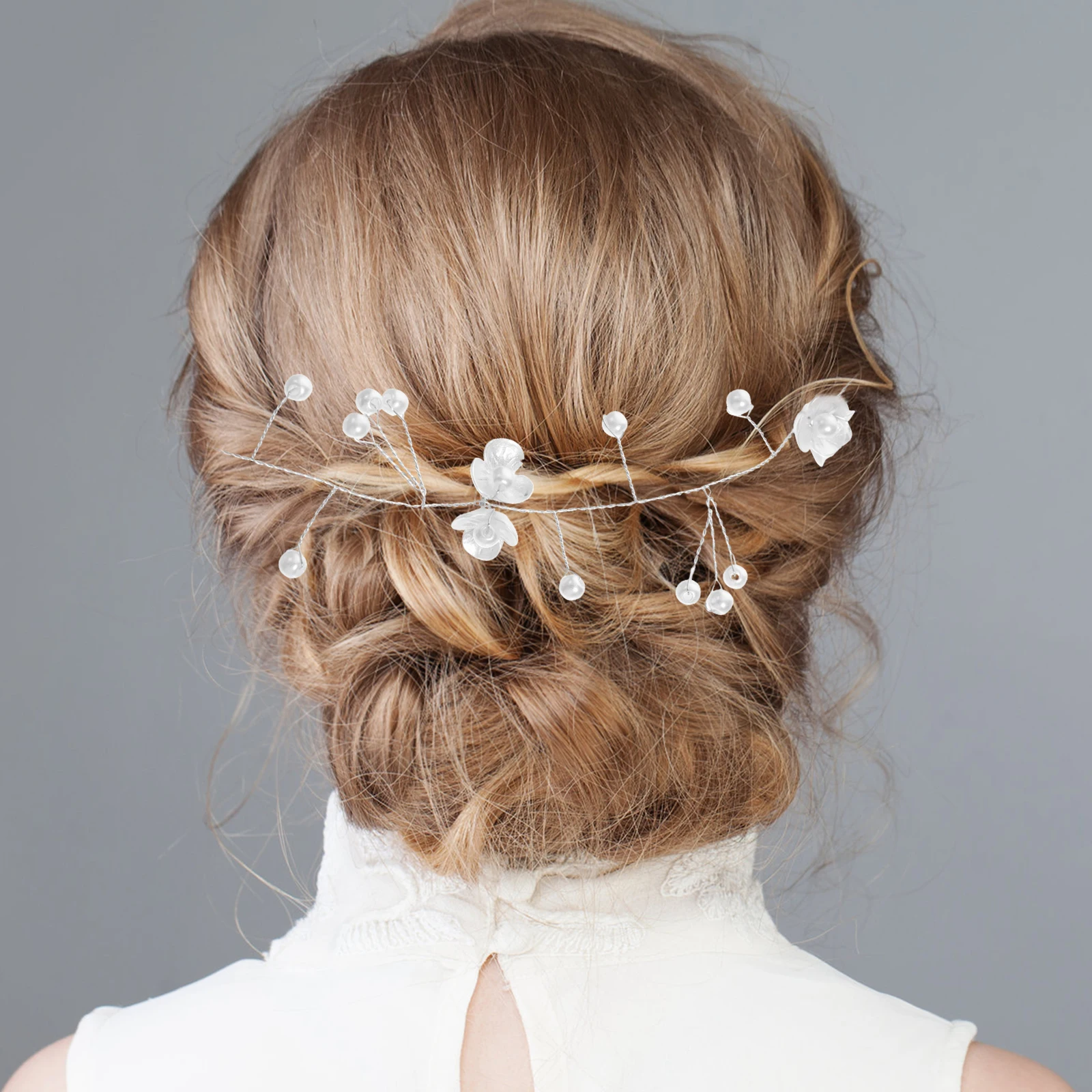 

Exquisite Pearl Flower Headband Wedding Hair Accessory Bride Party Decorative Bridal Headpiece Lightweight Elegant Rhinestone