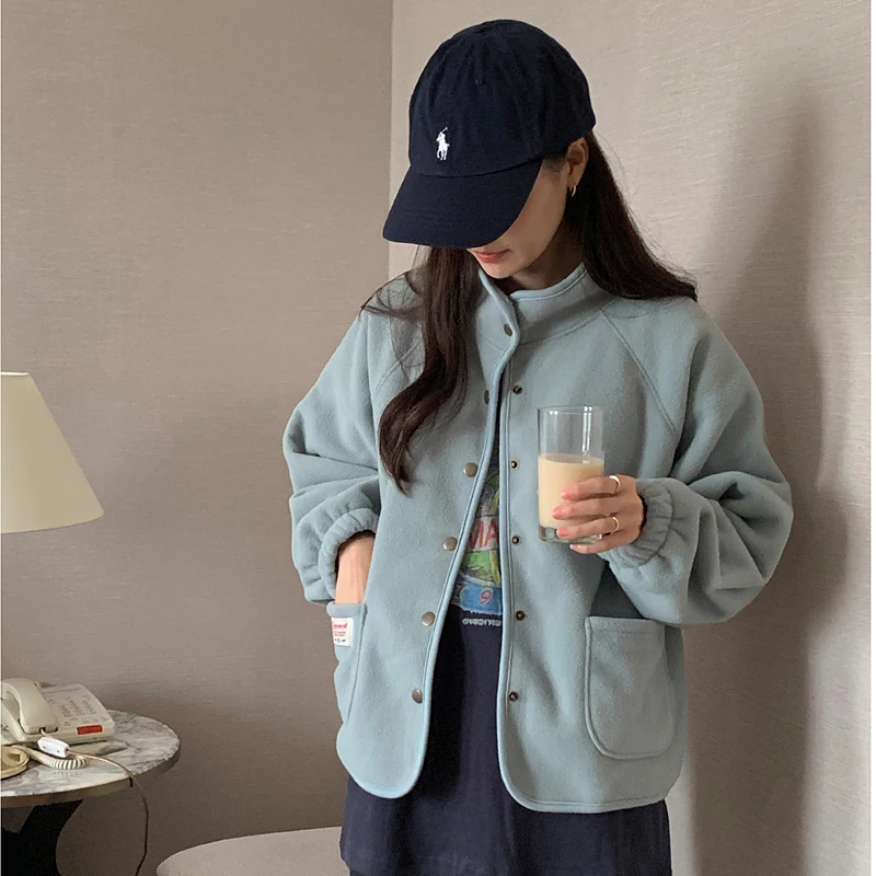 両面使用可能 カジュアル 多用途 韓国風 スタイリッシュ レディース コットンコート ハイカラー 肩挿し シングルボタン