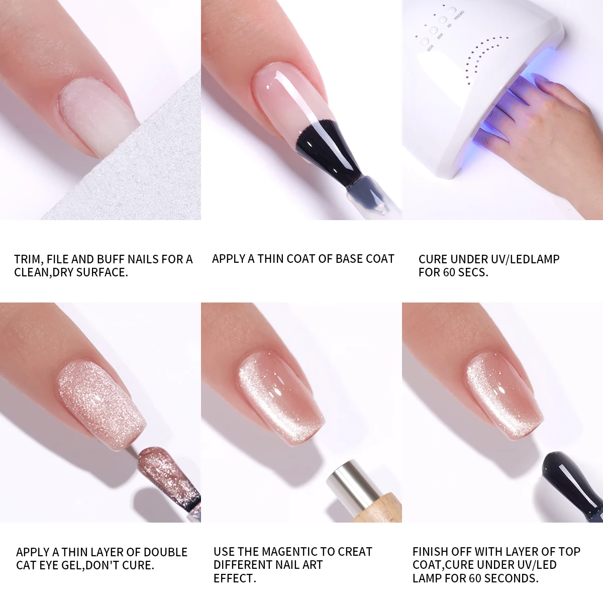 Juego de esmalte de uñas de Gel magnético profesional, polvo magnético de alta densidad con efecto blanqueador lujoso para manicura de salón, 1 ud.