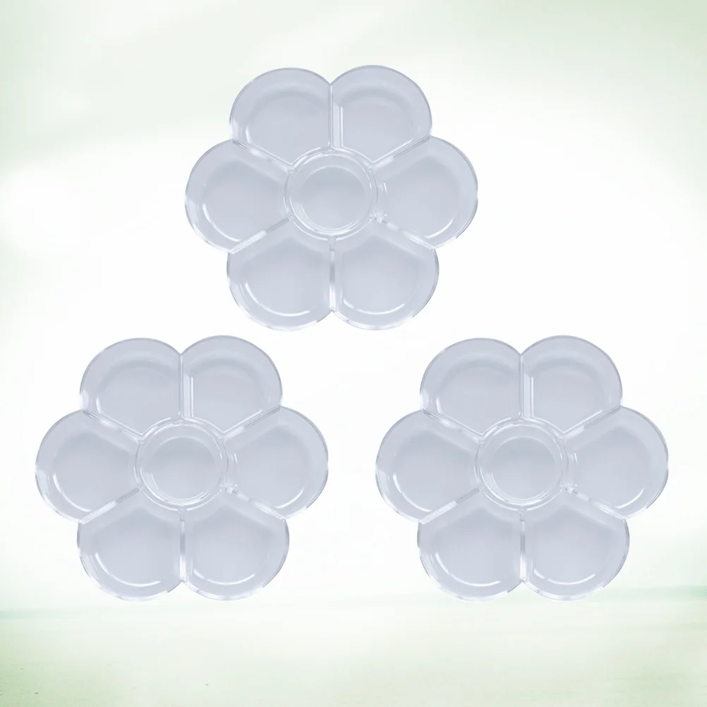 3 szt. Przenośna, przezroczysta plastikowa paleta malarska w kształcie śliwki do sztuki, rękodzieła, malowania, rysowania, okrągła, wytrzymała, lekka