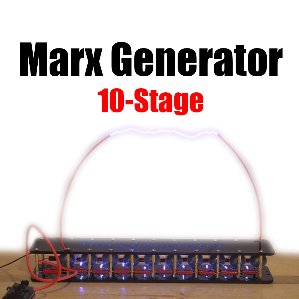 6/10-Stage Marx Generator Tesla Pulse high voltage arc Generator Lightning F/ ZVS Flyback Driver / ignition coi electromagnetic