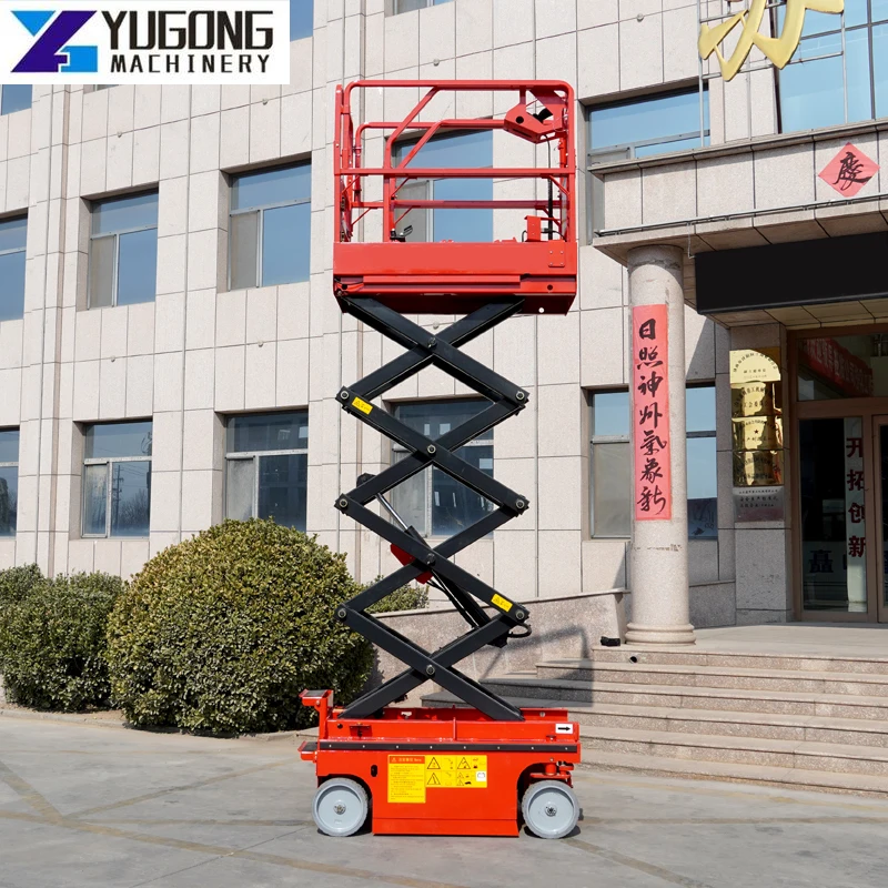 YG 6-12M 15M Scissor Lift Trailer Lift Aerial Work Platform Manual Hydraulic Lifting Platform Rough Terrain Scissor Lift 110V