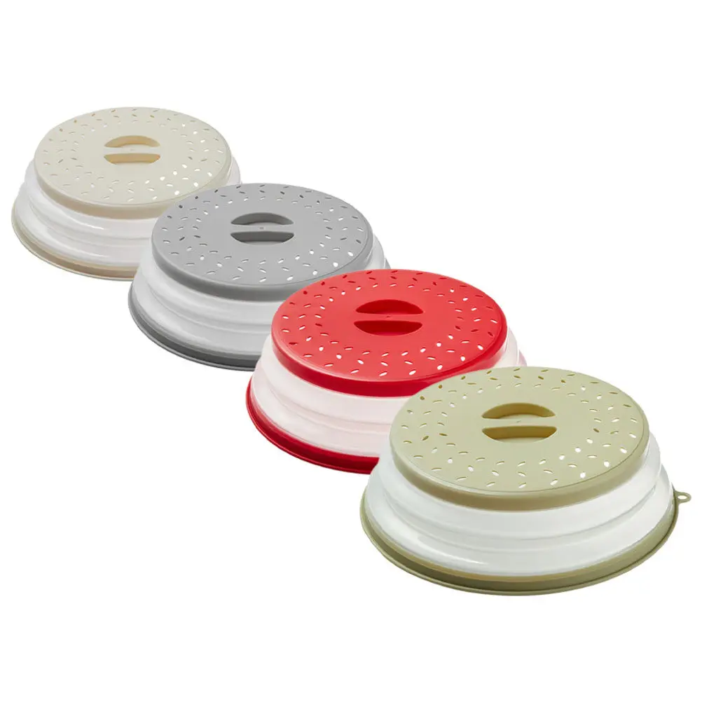 

4Pcs Foldable Microwave Splatter Cover Reusable Food Cover Heat Resistant Oil Proof Dish Lid for Home Restaurant Hotel Kitchen
