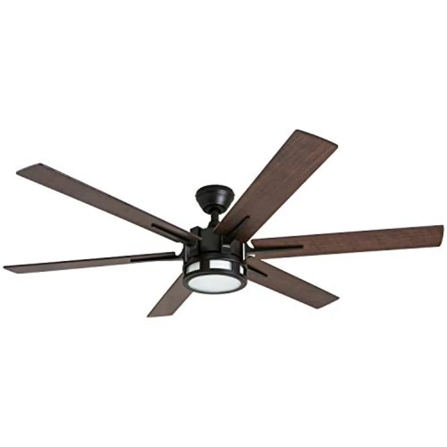 

Modern 56 Inch Ceiling Fan with Light Remote Control LED Indoor Fan with 6 Blades Gray Oak and Light Oak Blade Finish Bronze Id
