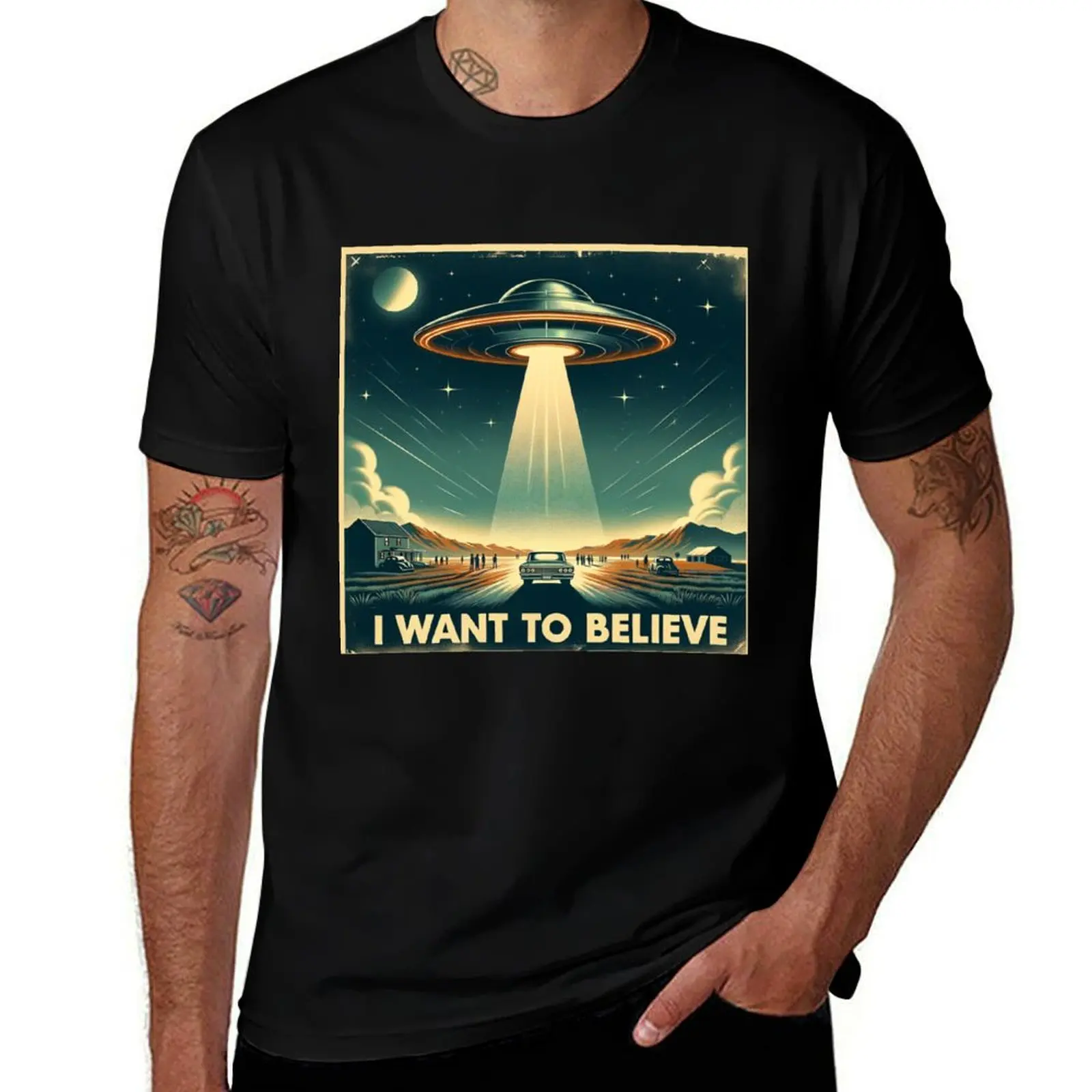 

Retro Encounter: The UFO Believers T-Shirt Aesthetic clothing plus size tops summer top mens t shirt graphic