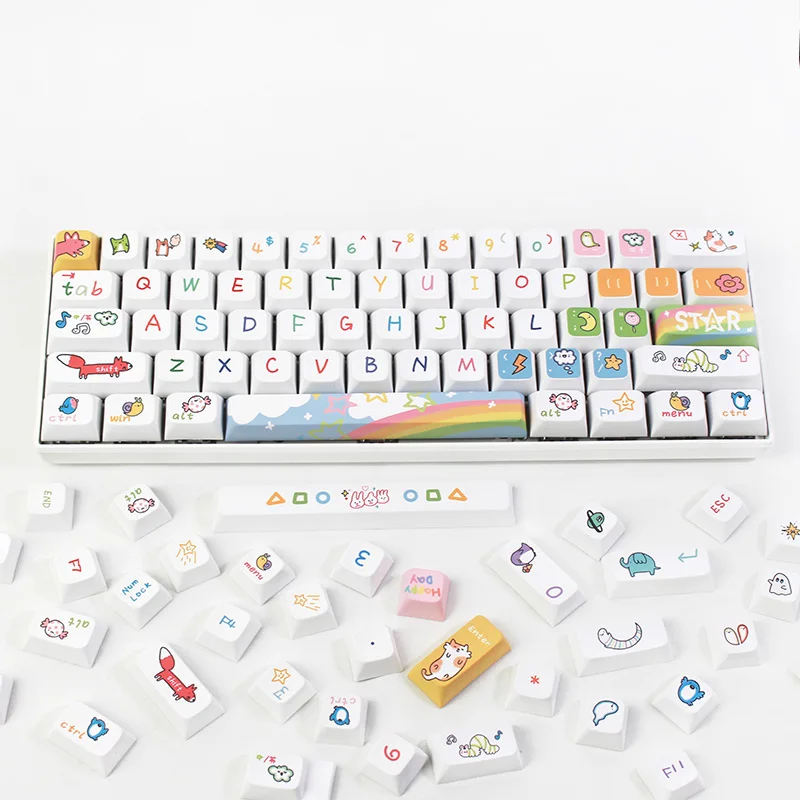 

Animal party theme cute personality keyboard cap PBT material thermal sublimation XDA high succubus keycap astringent DIY