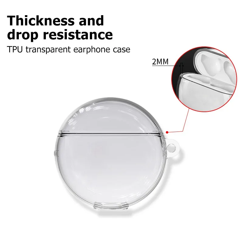 

For Huawei Freebuds 7i Case Transparent Soft TPU Earphone Case Shookproof Clear Cover Protective Case Bags Lanyard