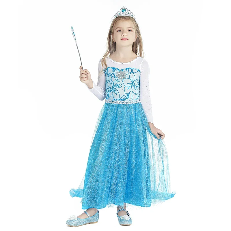 Elsa Girls Dress Princess Dresses Elza Teenagers Dresses For Kids Children Clothing Anna Elsa Party Snow Queen Cosplay Costumes