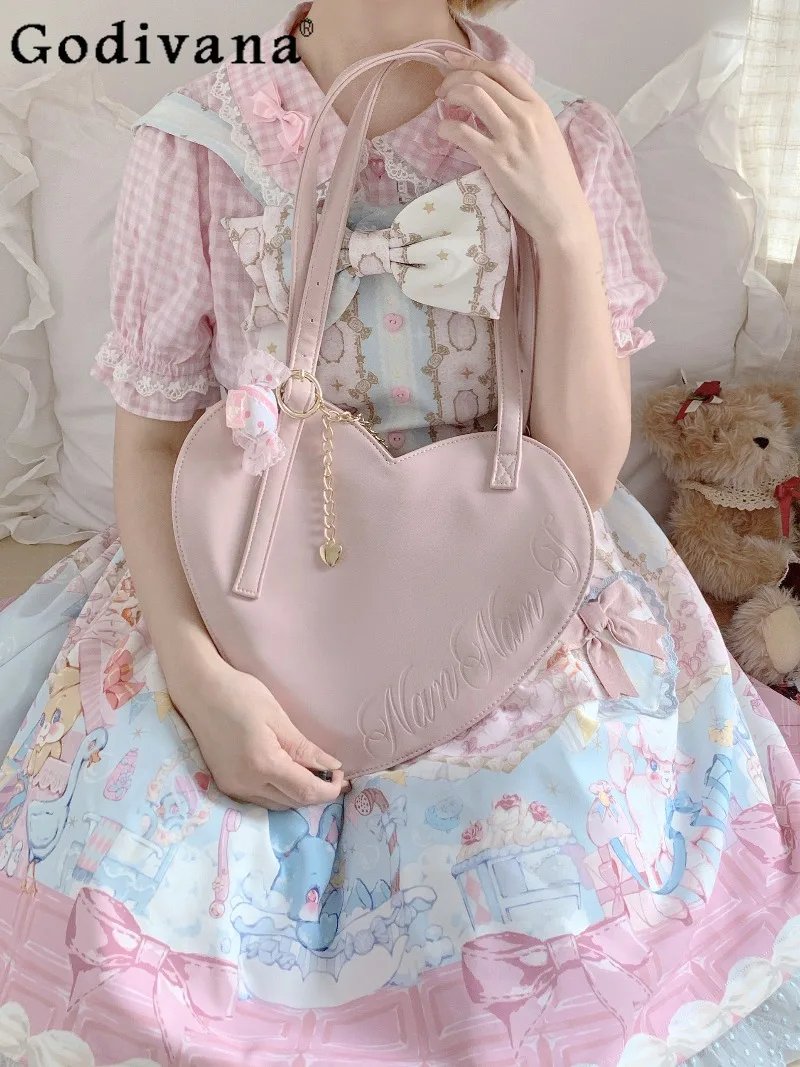 

Japanese Original Lolita Love Handbag Sweet Cute Girl Jk Uniform Solid Color Versatile Daily Commute Small Shoulder Bag